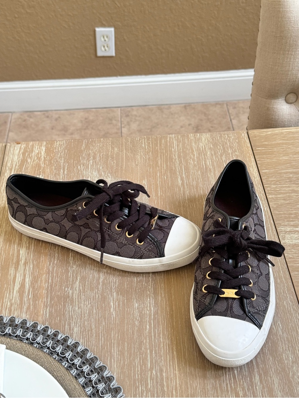 Coach Black Empire Canvas Sneakers w: Gold-Tone Accents - Picture 8 of 8